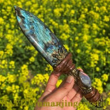 Labradorite Knife , Handmade Carved Crystal Arrows Sorceress Collectible gifts picture