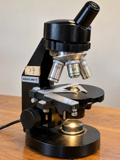 Vintage Bausch & Lomb Microscope 4X 10X 45X Mechanical Stage Light USA picture