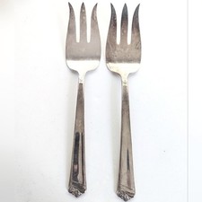 Vintage Holmes & Edwards IS Silver Plated DeepSilver Set of 2 Serving Forks picture