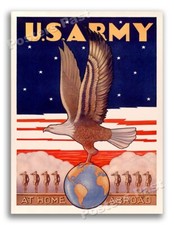 1940s U.S. Army - At Home Abroad WWII Historic War Poster - 24x32 picture