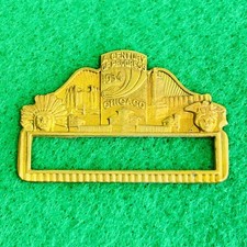 Vintage 1933 - 1934 Chicago Worlds Fair Brass Name Tag Blank RARE picture