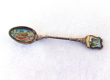 Vintage Czechoslovakia Silver Plate Enamel Fancy Spoon Birds 5.25