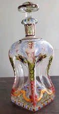 Kuttrolf Antique gurgle bottle 19th century gass mythical figures hand... picture