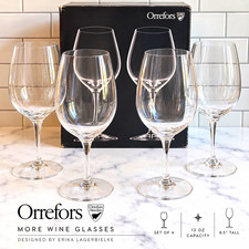 Orrefors More Clear Stemmed Wine Glasses Set of 4 13 oz 8.5 in Tall picture
