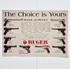 Vintage 1996 Ruger Mark II 22/45 Pistol Print Ad Art MK-4B Bull Barrel Rimfire picture