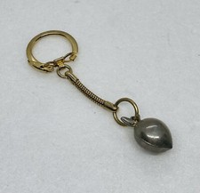Vintage 1979s Solid Brass Peach Fruit Keychain Art Decor 25 picture