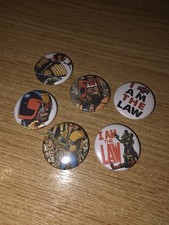 6 Judge Dredd 2000AD Button / Pin Badges 25mm/1 inch glossy picture