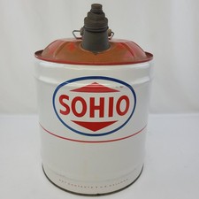 Vintage SOHIO 5 Gallon Motor Oil Can With Wooden Handle- AMAZING CONDITION picture