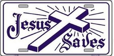 Jesus Saves Blue White Jesus Christ God Christian License Plate Auto Car Truck picture