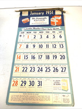 1951 St Joseph Aspirin Pharmacy Advertising Calendar Full Year picture