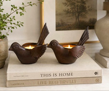 Pottery Barn Metal Bird Tea Light Candle Holders – Set of 2 picture