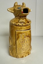 Vintage I'll Give You Cream Ceramic Cow Creamer Mid Century Japan Kitsch picture