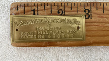 Vintage Underwriters Laboratories Brass Fire Alarm Tag Sign Name Plate Gamewell picture