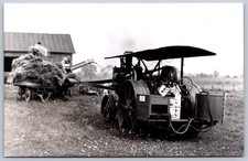 K40/ Interesting RPPC Postcard c1950s Americana Steam Tractor Farm Harvest 516 picture