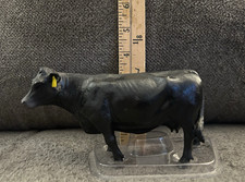 Black Cow Figurine - Plastic Farm Animal Model on Clear Display Stand picture