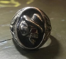 Vintage G&s Biker Ring Skull Top hat Wings Panhead Shovelhead Rare Authentic picture