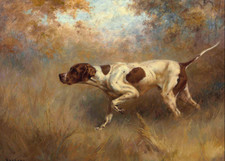 Oil painting percival leonard rosseau - Jura on Point nice dog in landscape art picture