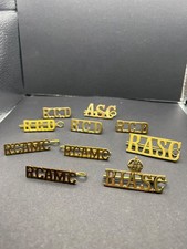 Vintage Canadian Military Shoulder Titles RCD RCAMC RASC BLASC Brass Badge Lot picture