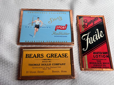 3 Original Antique Storz After Shave Bears Grease Adverts Framed Label Magnets picture