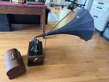 Vtg Antique Edison Amberola Cylinder Phonograph Oak Witch Hat Horn Crank Radio picture
