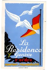 La Résidence Genève 1950s Poster - Swiss 🇨🇭 Retro Home Decor 🕊️ - 24x36” - picture