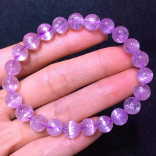 8mm Natural Purple Kunzite Crystal Round Bead Woman Stretch Bracelet AAAAA picture