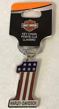 Harley-Davidson Number 1 Red White Blue  Metal Key Chain NEW picture