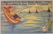 Vintage Postcard Comic Humor Fishing Catching Pot  AA116 picture