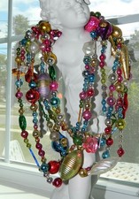 Vintage CZECH & Antique MERCURY GLASS Christmas BEAD Garland ORNAMENT 12 FT 10
