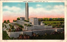 Liberty Memorial Kansas City MO Linen Postcard WWI Monument E.C. Kropp picture