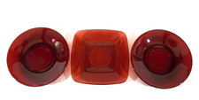 Vintage Anchor Hocking Royal Ruby Red 1 Square Saucer and 2 Round Saucers picture