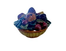 Italian Majolica Trinket Box Fruit Basket Hand-Painted ‘63 picture