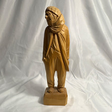 Vintage Hand Carved Wood Figurine 10” - Made in Quebec picture