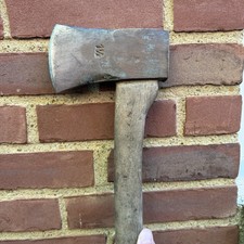 Vtg Germany Stamped 1 1/2 Lb Single Bit Camp Axe Hatchet Blue Paint Wood Handle picture