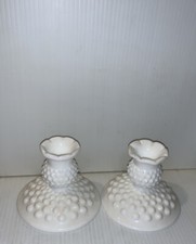 2 Milk Glass Candle Holders picture