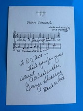 Sir George Shearing (Hand Signed Musical Quotation Cole Porter's Dream Dancing) picture