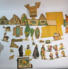 Vintage 1930s Disney House of the Seven Dwarfs Paper Playset Snow White Witch picture