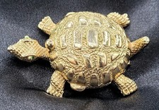 Vintage Gold Toned Turtle Solid Perfume Compact, Still Has Perfume, Unbranded picture