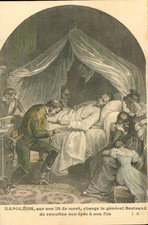 Napoleon DEATH BED on Saint Helena 1821 Postcard Antique from Litho by Steuben N picture