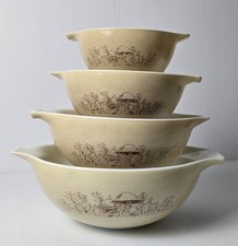 PYREX Forest Fancies 4pc Nesting, Mixing Bowl Set, 401-404 Excellent Condion  picture