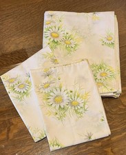 Vintage 1960's Springmaid Daisy Flower Full Flat Sheet w/2 Pillowcases, MCM picture