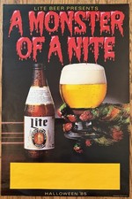 Vintage Miller Lite Beer Poster Halloween 1985 NOS picture