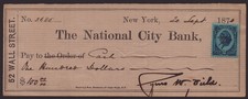 CYRUS W. FIELD - CHECK SIGNED 09/20/1878 picture