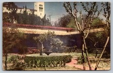 1941 Los Angeles Union Oil Casa de Adobe Courtyard Fountain Postcard picture