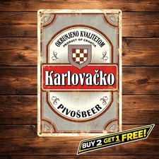 Karlovac Croatian Beer 8x8 Rustic Aluminum Tin Sign Vintage Bar Pub Decor picture