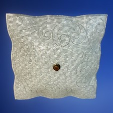 Vtg 1960’s-1970’s Mid Century Retro Starburst Texture Glass Square Light Fixture picture