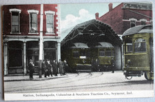 Indianapolis Columbus & Southern Traction Station 1911 Postcard Seymour Indiana picture