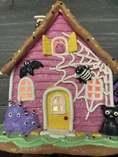 Ghoulish Pink Halloween Gingerbread LED House Lights up NEW picture