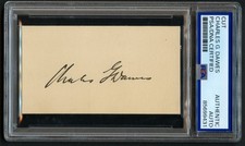 Charles G Dawes d1951 signed autograph 2.5x4 Cut Vice President USA PSA Slabbed picture