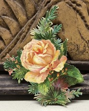Victorian Die Cut Scrap of Floral Arrangement w/ a Rose - L1 picture